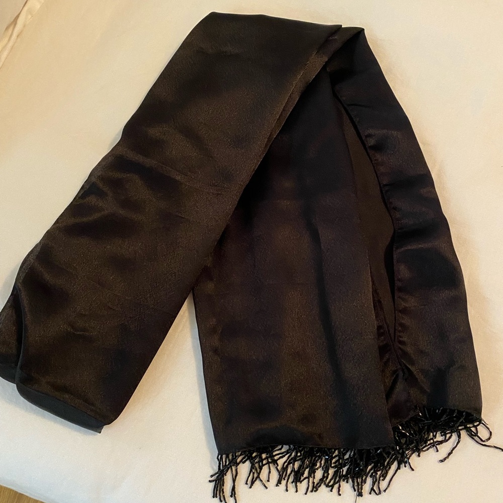 Black satinny dressy scarf